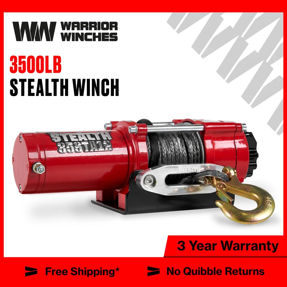 Stealth 3,500lb 12v Electric Winch - Synthetic Rope for Car Trailer ATV UTV - Image 1 of 4