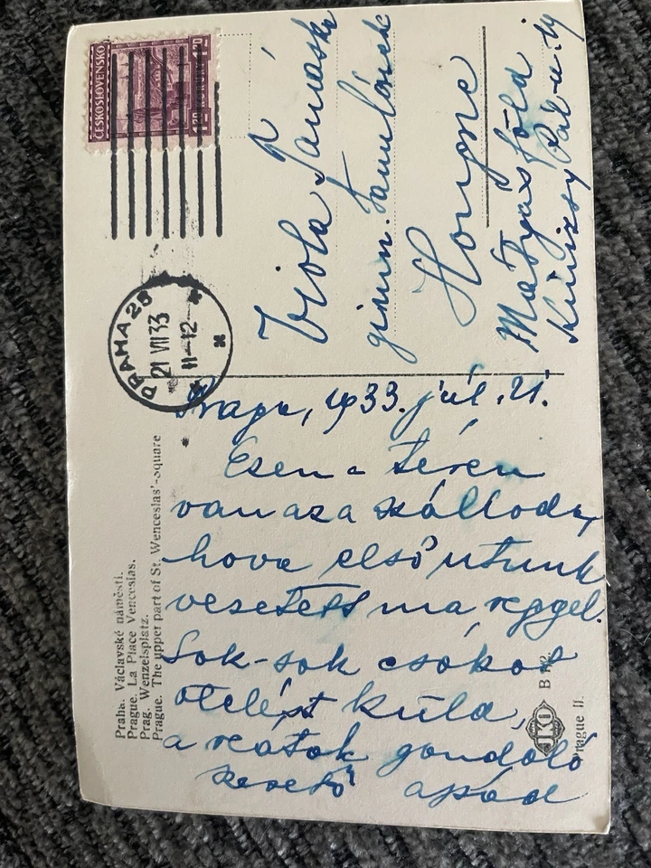 Czechoslovakia 1933 Post Card! Dated  July 21, 1933. - Image 1 of 3