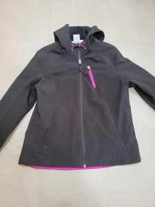 Free Country Women’s Black Fleece Lined Hooded Jacket Size Large Zip Pockets - Picture 1 of 11