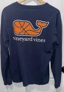 Vineyard Vines Para Hombre Talla Pequeña 100% Algodón Manga Larga Baloncesto Logo Azul Marino - Imagen 1 de 4