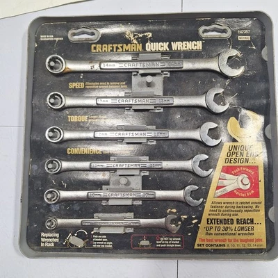 NOS Craftsman USA 8 Pc. Metric Quick Wrench Set 42359, 8mm to 16mm Tray Rack - Image 1 of 4