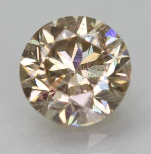 Cert 1.00 Carat Brown Yellow VVS2 Round Brilliant Natural Enhanced Diamond 6.08m - Picture 1 of 4