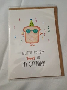 Happy Birthday Toast auf meinen Stiefvater Geburtstagskarte mit Umschlag - Bild 1 von 2