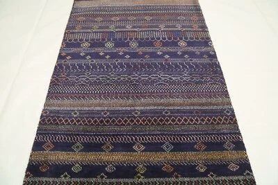 3x5 Ft Navy Blue Afghan Hand Knotted Tribal Gabbeh Natural Dye Wool Area Rug - Image 1 of 4