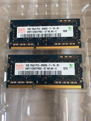 HYNIX 2x1GB HMT112S6TFR8C-G7 SO-DIMM Mac Memory SODIMM DDR3 PC8500(1066) 1.5V - Image 1 of 2