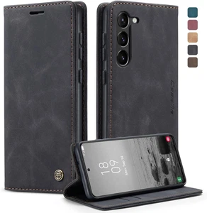 Samsung Galaxy S23 5G Handyhülle Schwarz Leder Flip Case Standfunktion - Bild 1 von 8