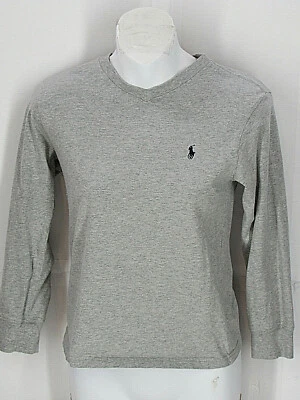 Polo Ralph Lauren Gray T Shirt Youth Girls Small 8 [ 30bust 21L ] Black logo  - Image 1 of 4