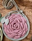 Women’s Crochet 3D Rose Crossbody Bag Flower Beach Bag Handmade