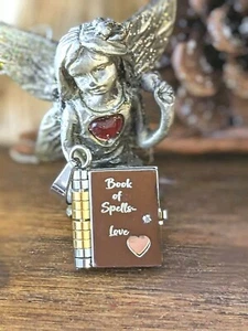 Silver Book Charm Locket Necklace, Engraved Book Pendant Locket Necklace Gift - Picture 1 of 13
