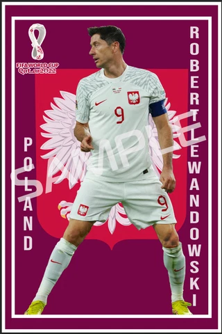 Qatar 2022 World Cup Poland Robert Lewandowski Soccer Poster  12x18 Inches Cover