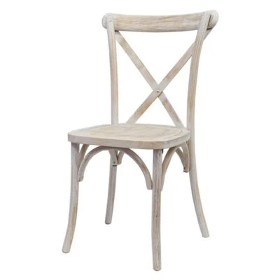 Limewash Wooden Traditional Cross Back Chair, Rustic Wedding Chair, x back chair - image 1 of 4