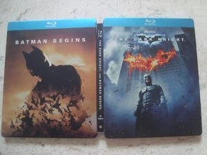 BATMAN BEGINS THE DARK KNIGHT double Feature Blu-Ray SteelBook Heath Ledger - Picture 1 of 5
