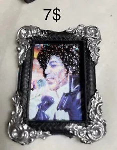 New handmade miniature dollhouse 1:12 scale black picture frame with Prince - Picture 1 of 1