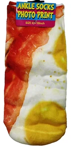 Hollywood Mirror Kid Breakfast Eggs Bacons Photo Print Ankle Socks 8~10in - Picture 1 of 5