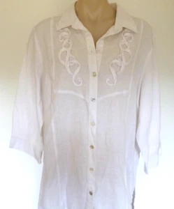 BLUE ILLUSION - WHITE LINEN SHIRT - 18/20 - Picture 1 of 3
