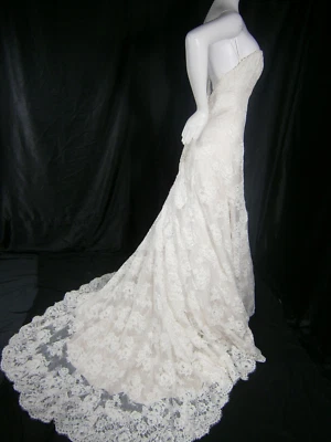 Vestido de novia Marisa 8-10 marfil champán floral encaje línea A sin tirantes vestido de fiesta Foto 1 de 4