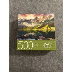 Cardinal 500 Piece Jigsaw Puzzle - Colorful Summer Sunrise Lake Mountain Scenery - Picture 1 of 3