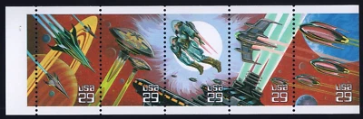 Scott #2745a - Space Fantasy Booklet Pane of 5 Stamps - MNH P#1211 - Image 1 of 2