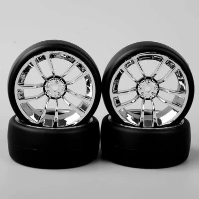 4PCS 1/10 Drift Tires &Wheel Rims 12mm Hex Set for HSP HPI On-Road RC Racing Car - Image 1 of 4