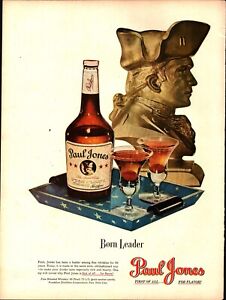 1947 PAUL JONES WHISKEY Born Leader vintage art print ad d1