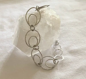 "Pulsera de plata de ley 925 con múltiples eslabones circulares de moda 7 3/4""" - Imagen 1 de 8
