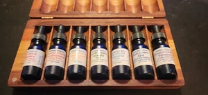 Wooden Box With 7 Chakra Essences Bottles As Is - Picture 1 of 7