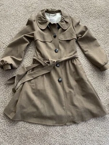 Walter Brown Puff Sleeve Ruffle Coat Belted Skirted Sz. 8 - Picture 1 of 10