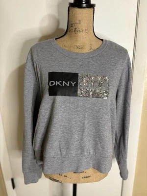 Moletom/suéter cropped DKNY tamanho grande com bling - Imagem 1 de 4