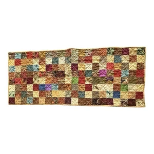 Runner da tavolo trapuntato patchwork vintage autunno foglie fatto a mano 39” x 16” - Foto 1 di 12