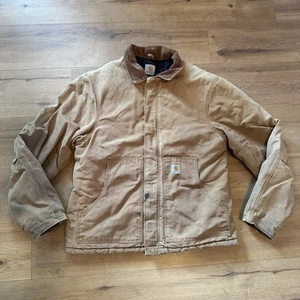 Vtg Carhartt Jacket J02 BRN Arctic Quilt Lined Tan Canvas Men’s See Measurements - Picture 1 of 13