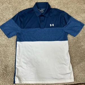 Camisa polo de golf Under Armour para hombre mediana playoff color azul bloqueada excelente - Imagen 1 de 8