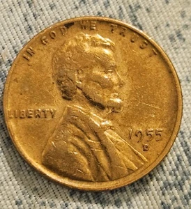 1955-D Lincoln Wheat Cent Copper Composition With Gold Tone. - Picture 1 of 13
