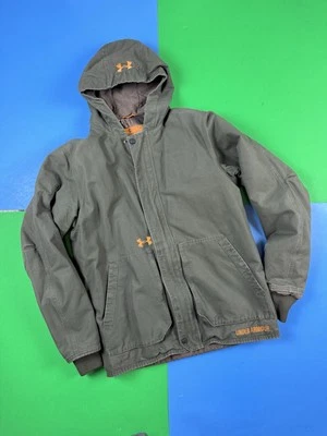 Chaqueta Under Armour Para Hombre XL Verde Caza Capucha Lona Abrigo Forrado Alta Calidad Foto 1 de 4