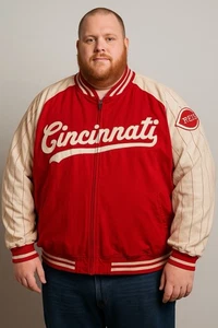 Mitchell & Ness Cincinnati Reds Jacket 5XL Vintage Style Full Zip Pinstripe - Picture 1 of 9
