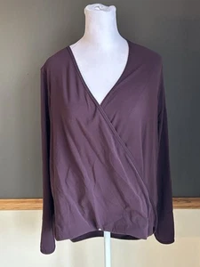 LULULEMON Full Freedom Long Sleeve Black Cherry Nulu V Neck Faux Wrap Size 12 - Picture 1 of 6