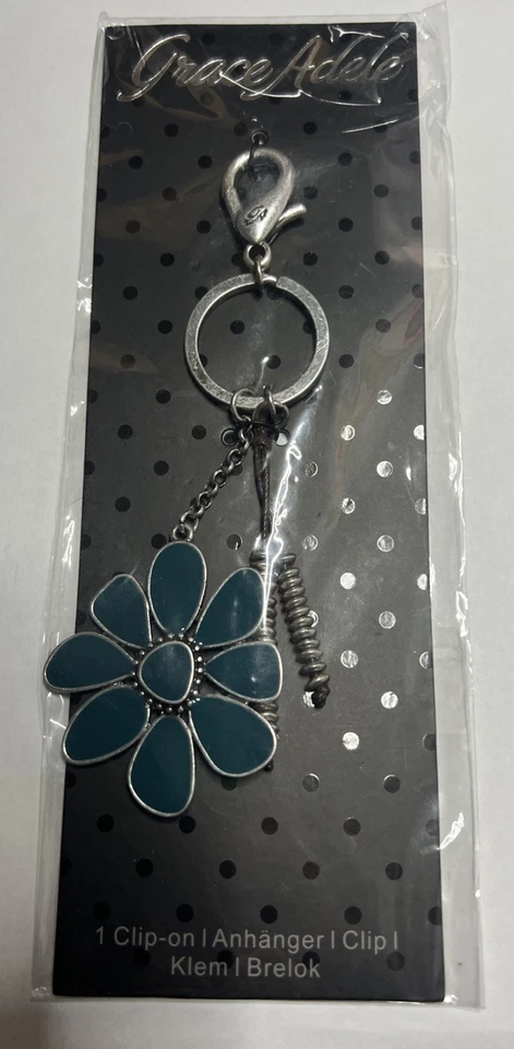 Grace Adele Medora Ocean Charms Clip On Llavero Flor Plata Foto 1 de 4