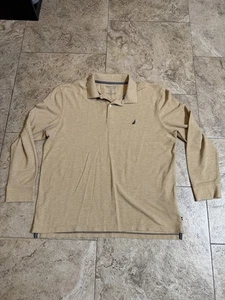 Men’s Nautica Performance Deck Polo Long sleeve Brown Khaki Sz 2Xl - Picture 1 of 6