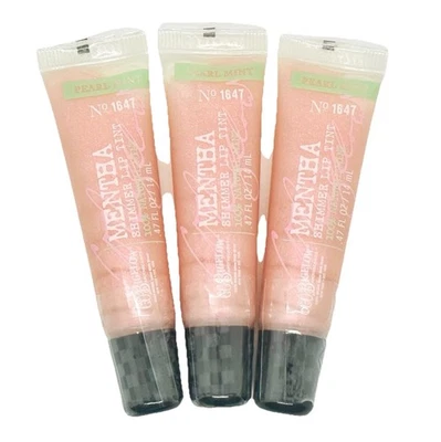 3 Bath & Body Works CO Bigelow No. 1647 Mentha Shimmer Lip Gloss Tint Pearl Mint - Image 1 of 4