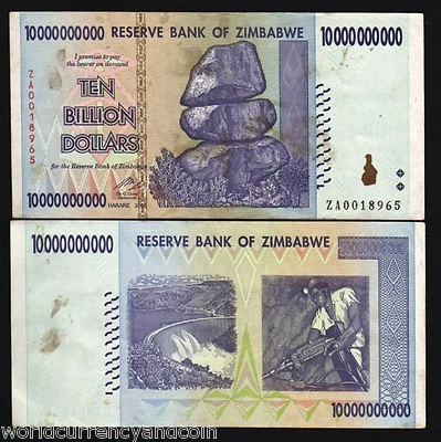 ZIMBABWE 10,000,000,000 DOLLAR 2008 10 BILLIONS ZA PFX RARE REPLACEMENT BANKNOTE - Image 1 of 4