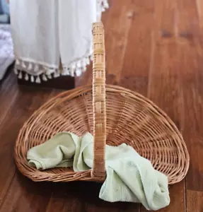 VTG Wicker Flower Herb Gathering Open Basket Trug Large 22x18x16" French Style - Picture 1 of 10