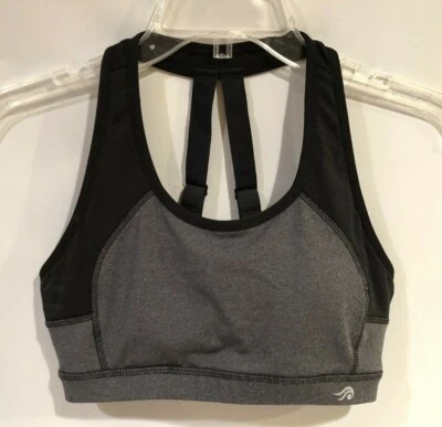 Sujetador deportivo Ideology Mid-Impact negro/gris estilo # 27407 talla S correas ajustables  Foto 1 de 4