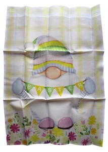 Easter Gnome in Soft Pastels Gingham Check Yard Garden Flag 28"X40" 2 Sided - Bild 1 von 2