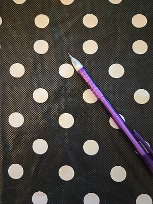 Spandex Fabric 2 yards Black White Polka Dots Shiny 4-Way Stretch Swimsuit - Image 1 of 4