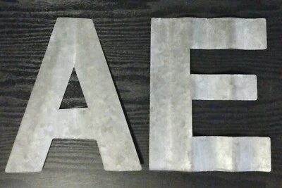 2 Rustic 9" Letter Corrugated Tin Metal | Letters "A" & "E" - Image 1 of 3