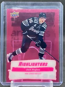 2022-23 UD Series 2 Highlighters Pink Jack Hughes #HL-19 - NEW JERSEY DEVILS - Bild 1 von 2
