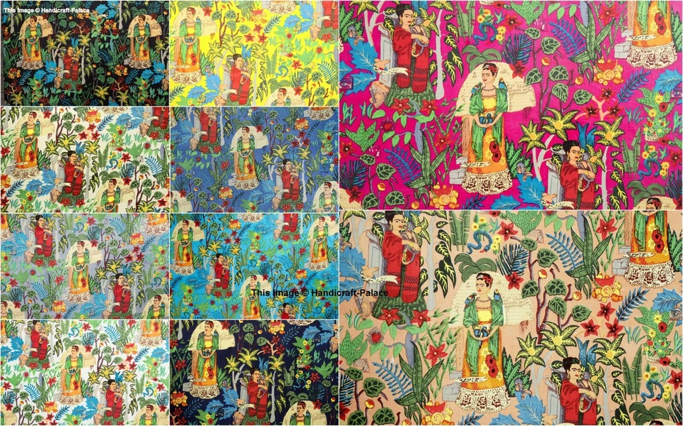 5 Yard Hand Block Print Handmade Cotton Indian Floral Print Kimono Fabric - Image 1 of 1