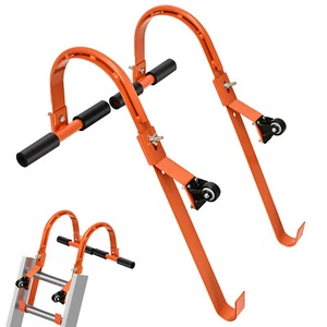 2 Pack Ladder Roof Hook w/ Wheels Heavy Duty 500lbs Rubber Grip New - Picture 1 of 8