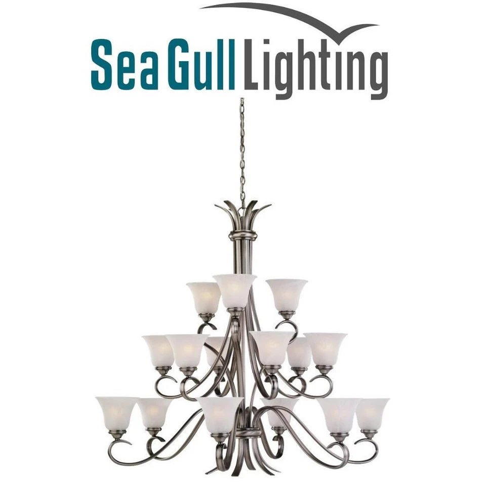 Lámpara de araña Sea Gull Rialto 45" 15 luces, níquel cepillado antiguo, 31363-965 Foto 1 de 1