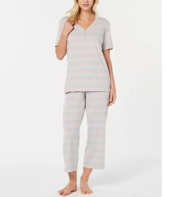 Womens Pajama Set Cotton Knit Charter Club XXXL Capri For Taller Women NEW - Image 1 of 4