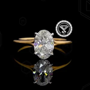 Lab Created Diamond Wedding Ring 2.0 Ct EGL/IGI Certified 14K Yellow Gold - Picture 1 of 13